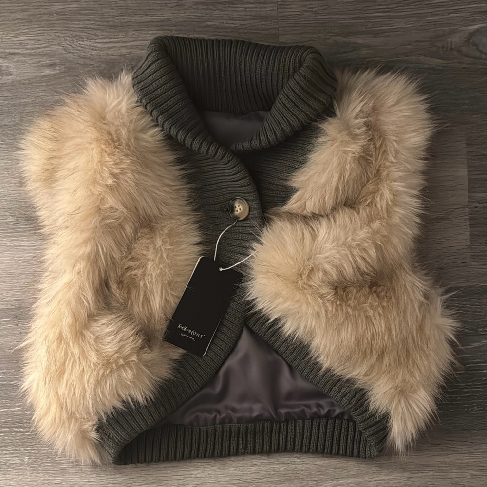 Faux Fur Vest with Button Detail